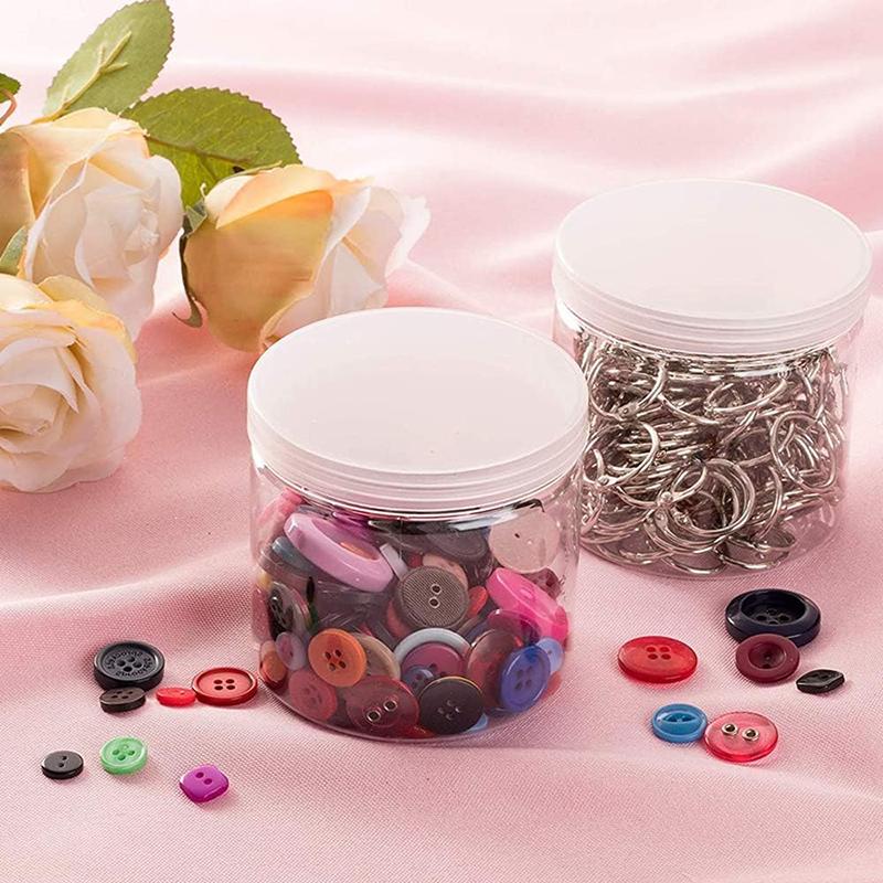 WTEMPO Прозрачные пластиковые пустые баночки с крышками Прозрачные мелкие предметы Широкогорлые многоразовые контейнеры для хранения Праздничный декор для вечеринки Банки для хранения