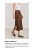 LILY Retro Slant Cut Brown Half length Skirt for Women