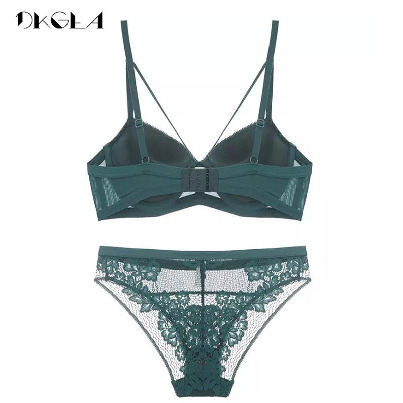 DKGEA Модный бюстгальтер пуш-ап, сексуальный кружевной бюстгальтер, толстый женский комплект нижнего белья, черный