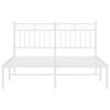 Metal Bed Frame with Headboard White 135x190 cm
