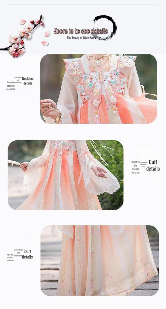 Spring & Autumn Hanfu Dress for Girls - Ancient Style Tang Suit Fairy Costume