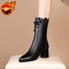 Fashion Half High Boots for Women Middle Heel Pointed Toe White Leather Mid Calf Shoes Woman Quality Y2k Trend 2024 Winter Novelty Sale