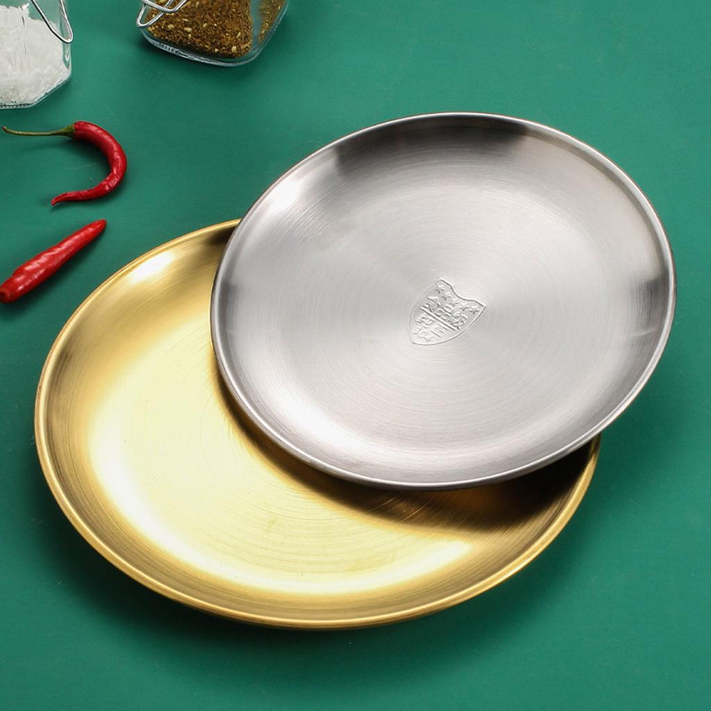 Set of 4 Elegant Meal Dish Set 304Stainless Steel Serving Plates Dinner Plate Suitable for Entertaining and Daily Use