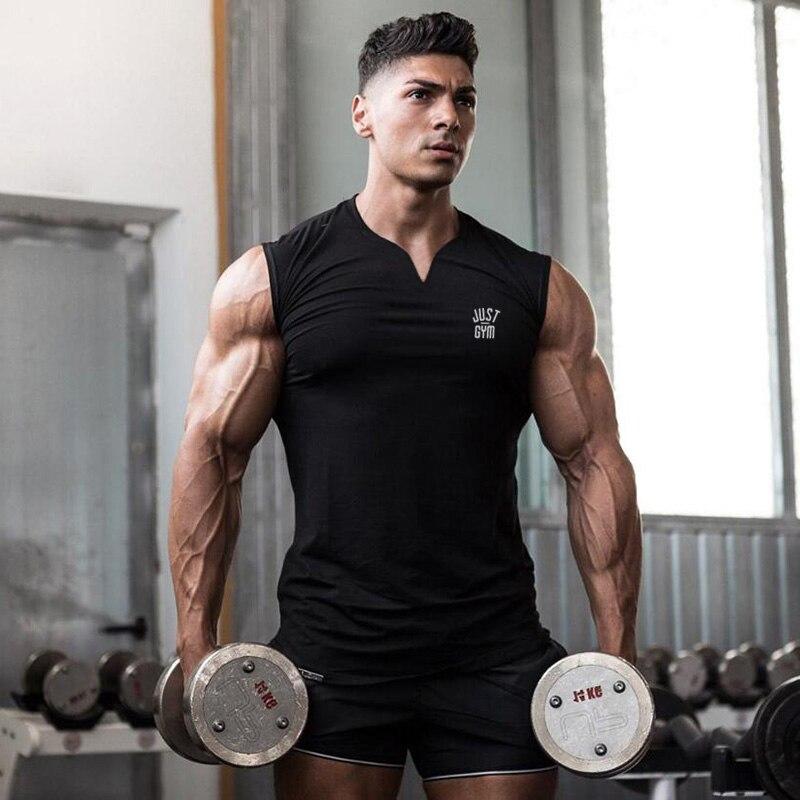 Muscleguys Модные модные топы, мужская футболка без рукавов, нижняя рубашка, простой жилет с v-образным вырезом