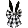 40cm Easter Bunny Ears Wreath Bow Rustic Buffalo Plaid Easter Bows for Wreaths Spring Holiday Fabric Decorative Bow for Tree Topper
