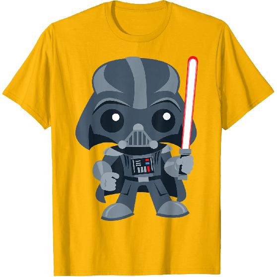 Star Wars Cute Darth Vader and Cartoon Saber Graphic T-Shirt T-Shirt