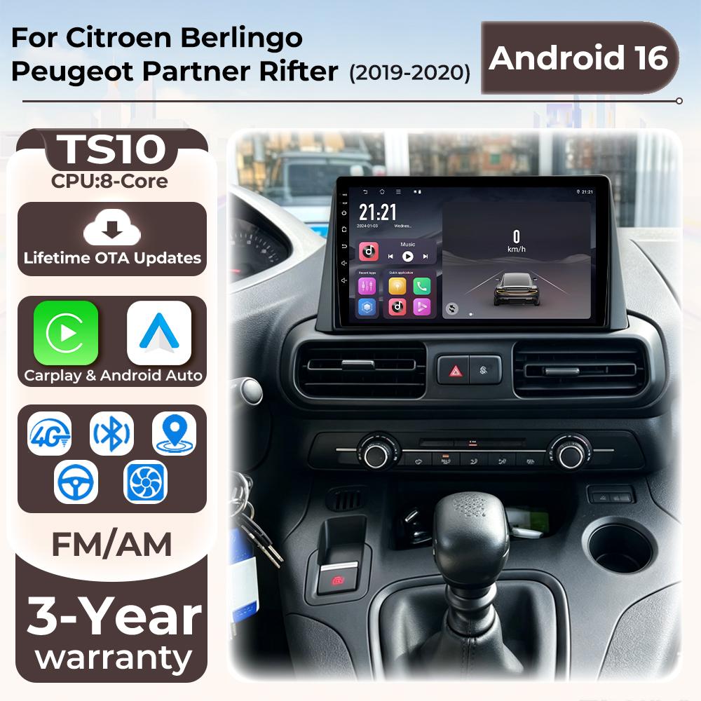Autoradio Car Radio For Citroen Berlingo Peugeot Partner Rifter 2019 2020 GPS Navigation Plug And Play DSP 2k Wireless Carplay