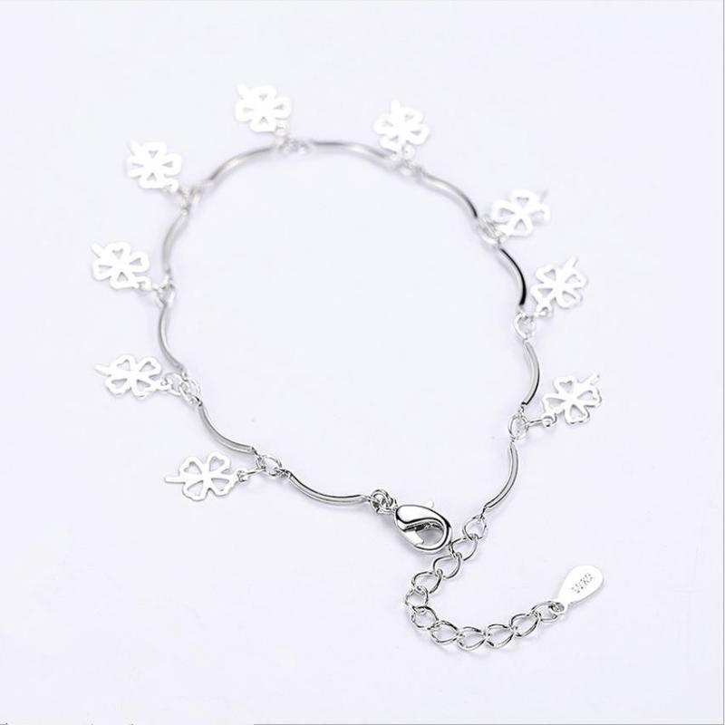 Высочайшее качество Серебро 925 Браслеты для Женщин Ювелирные Изделия Модный Браслет Клевер Женские Аксессуары Для Вечеринок Леди Любовник День Рождения