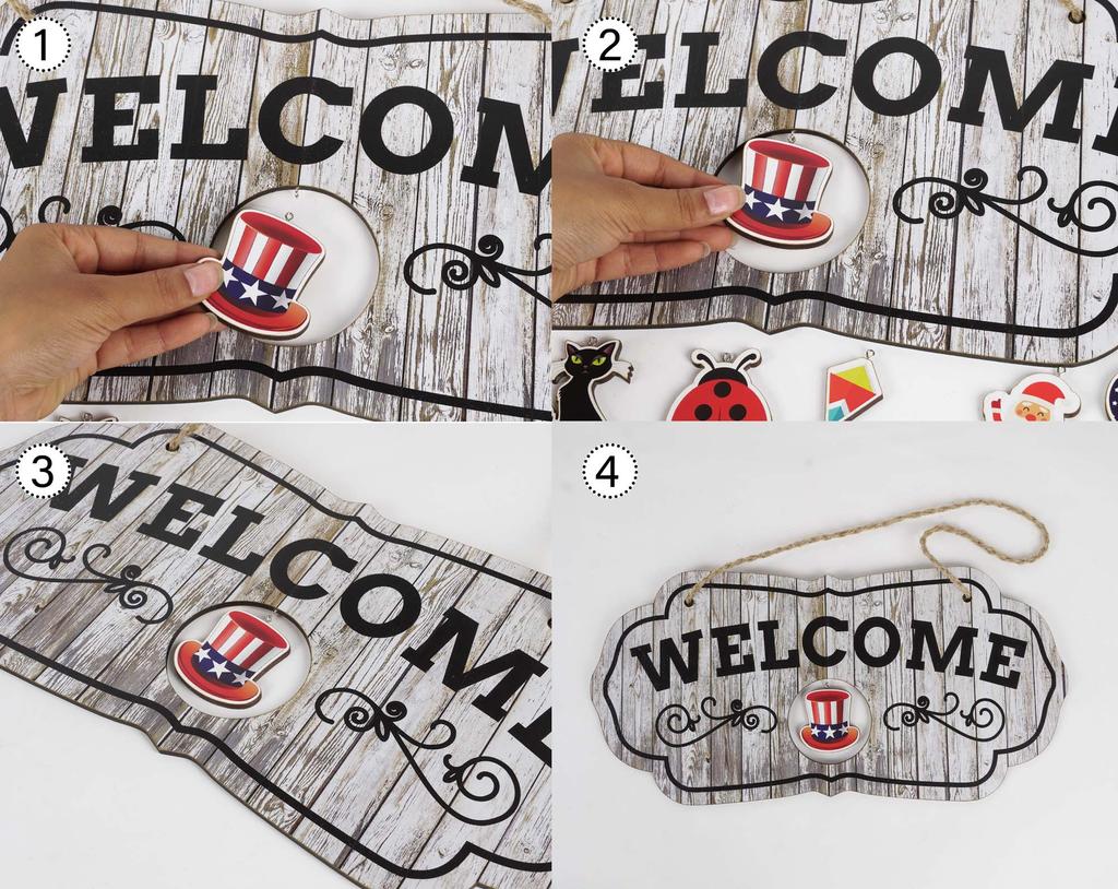 Inkdotpot Welcome Sign Front Door Decorations Hanging Rustic Wood Seasonal Holiday Ornaments Housewarming GiftWall Hanging 17.5" Inches