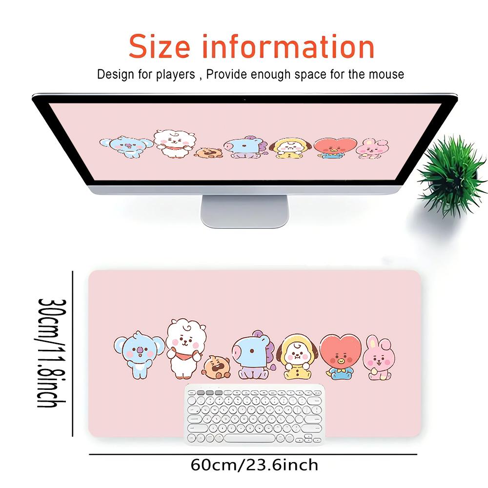 Kawaii Friends Collection Large Gaming Mouse Pad Nonslip Rubber Base Waterproof Desk Mat For Office Pc Laptop