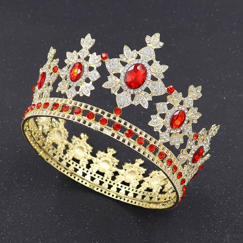 Round Full Circle Bridal Crown Baroque Alloy Rhinestone Crown Wedding Headdress Bridal Crown