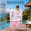 Custom Name Beach Towel Cat Floral Crown Soft and Quick-drying Beach Towel, Suitable for Travel, Swimming Pool, Gym, Yoga, Gifts