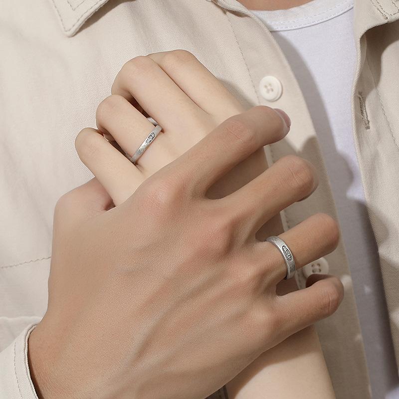 Кольца для пар из стерлингового серебра S925 Ping An Happy Para Простое и легкое роскошное кольцо Ins Special-Interest Design Advanced Ring