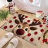 Artificial Fur Floor Mat Cartoon Deer Dog Pattern Christmas Themed Non-slip Rug Living Room Bedroom Kitchen Decor