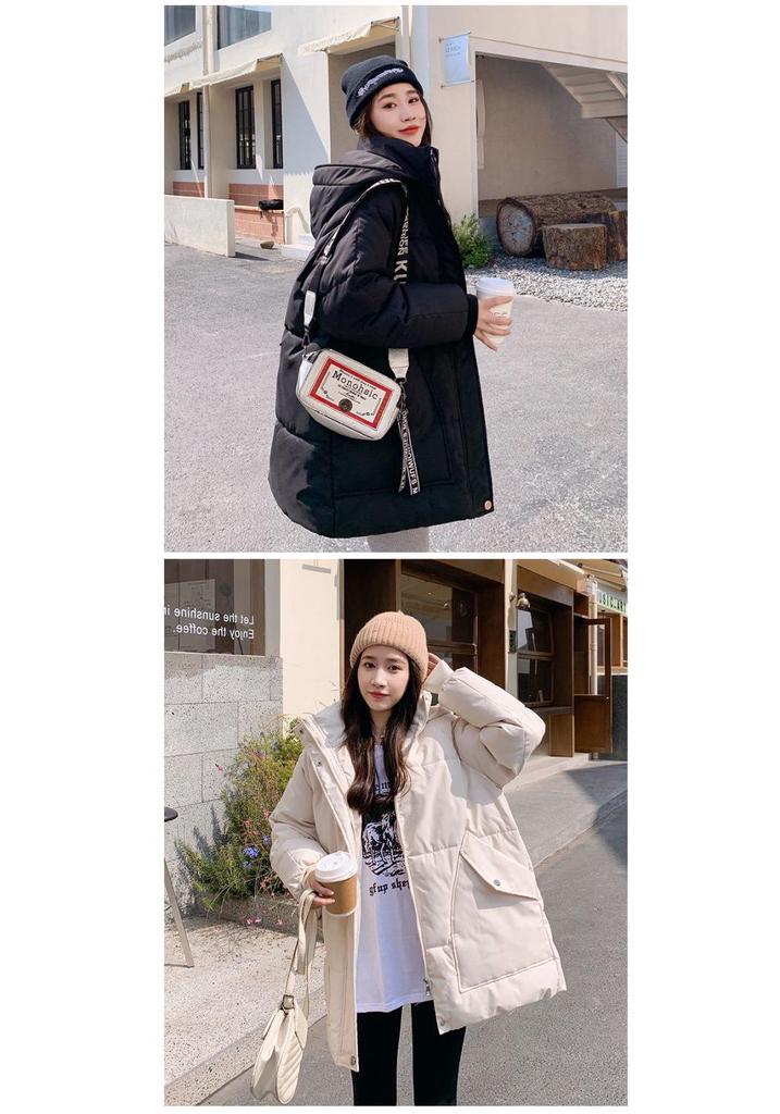 Women's Hooded Mid-Length Cotton Coat 2026 - Winter New Korean Style Loose Fit, Thick Padded Jacket Outerwear