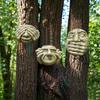 Yousheng Funny Tree Face Outdoor No Hear No See No Speak Face Statue Garden Tree Hugger Yard Art Decorations for Home Wall Fences Door