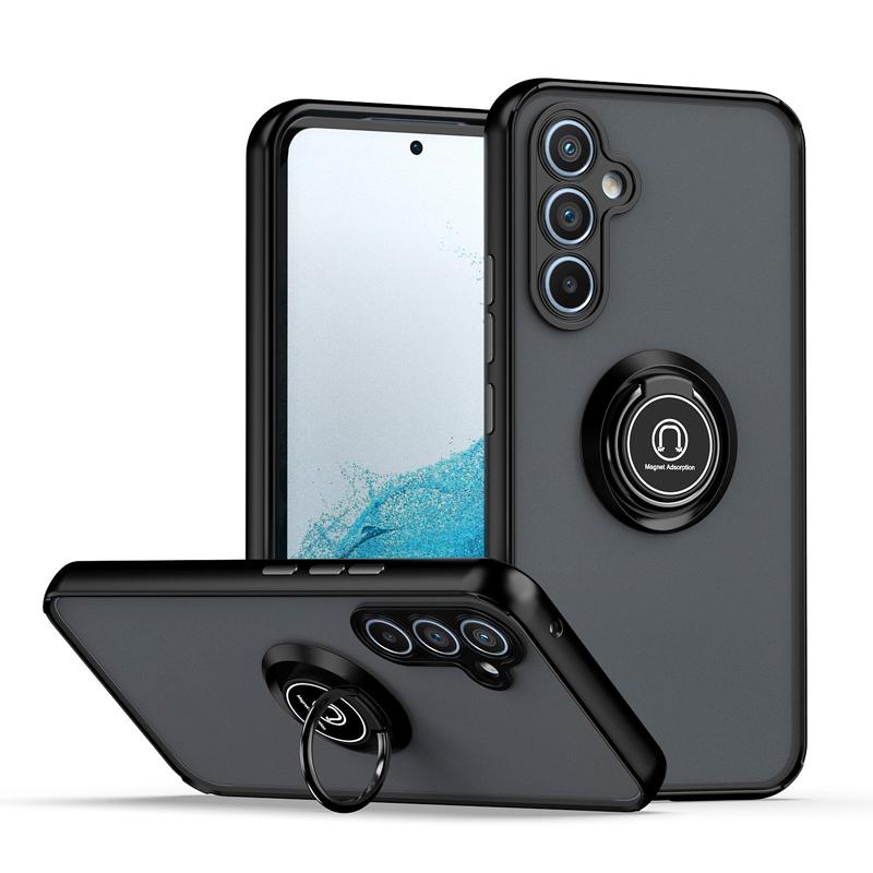 Funda A55 5G Stand Matte Phone Case For Samsung Galaxy A55 A54 A14 A35 A25 A15 Magnetic Ring Folding Bracket Frosted Back Cover