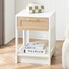 Rattan side table with drawer, modern nightstand, side table for living room, bedroom, white-H55/B40/T40 cm