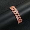 BES Personalized Hip Hop Jewelry 18mm Wide Bling CZ Iced Out Rhombus Rose Gold Plated Flat Miami Cuban Chain Bracelet