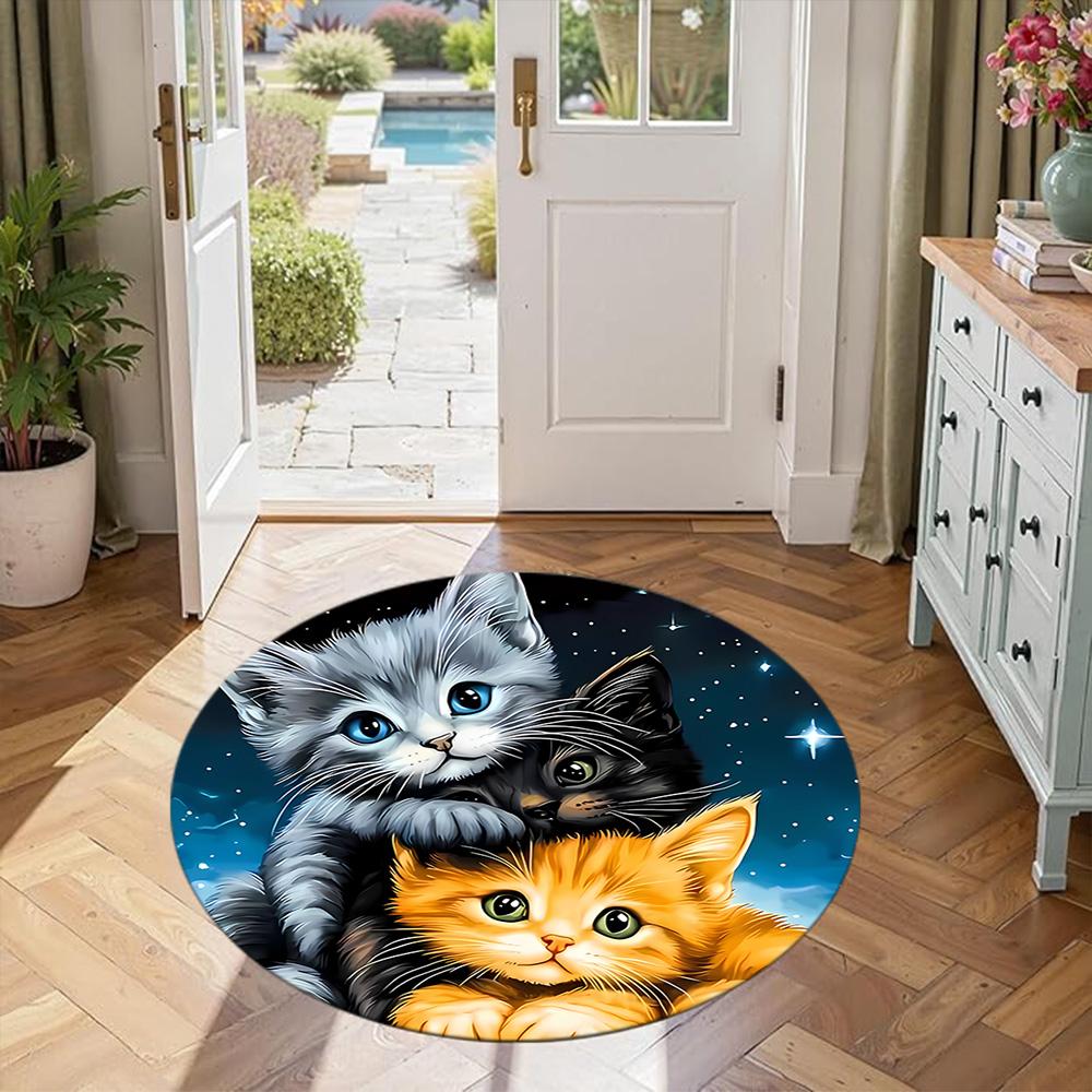 Cat Round Floor Rug Perfect for Game Room Entryway Living Rooms Decorate room Anti-slip Round Rug Office home decor Spiritual Gift