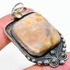 Natural Fossil Coral, Citrine Gemstone 925 Sterling Silver Pendant 2.48" T8B95