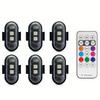 4/6 Pcs LED Strip Lights with Remote Control 8 Colors USB Charging Anti-Collision LED Lights Car Motorcycle Drone Aircraft Bike