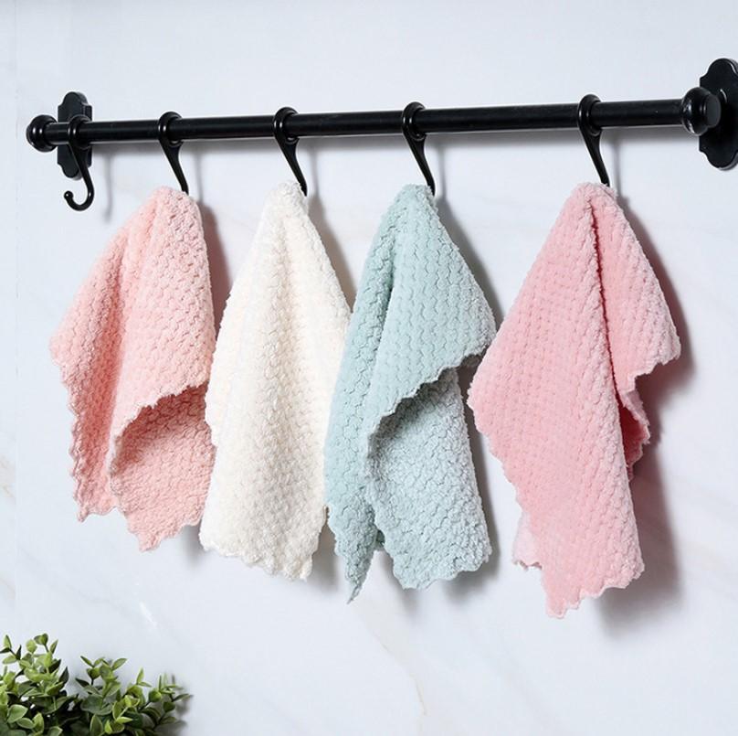 Soft Microfiber Kitchen Towels Absorbent Dish Cloth Anti-grease Wiping Rags Non Stick Oil Household Cleaning Towel
