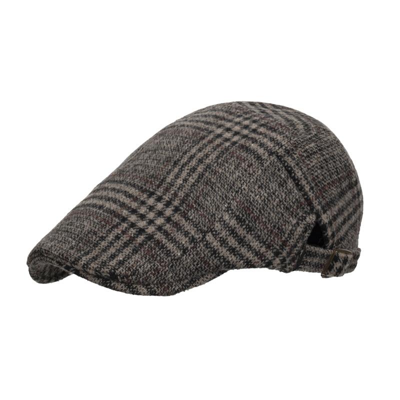 Plaid Beret Men's Autumn Winter Thick British Woolen Peaked Cap Newsboy Caps for Men Forward Cap Paintsman's Cap Driver Ivy Hat