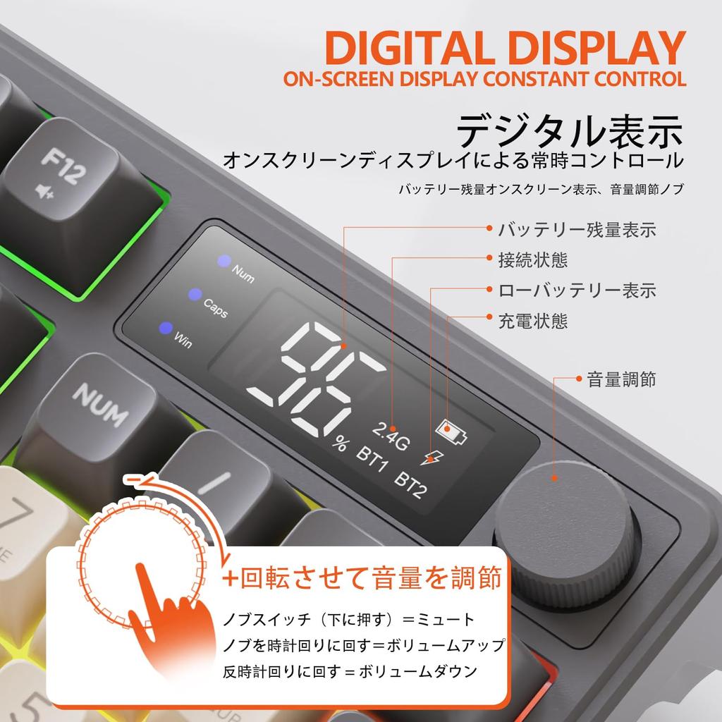 ATTACK SHARK x FREE WOLF M96 Игровая беспроводная двухрежимная беспроводная PBT Patchwork Ball RGB 96 клавиш с ручкой регулировки громкости и электронным длительным сроком службы батареи iOS