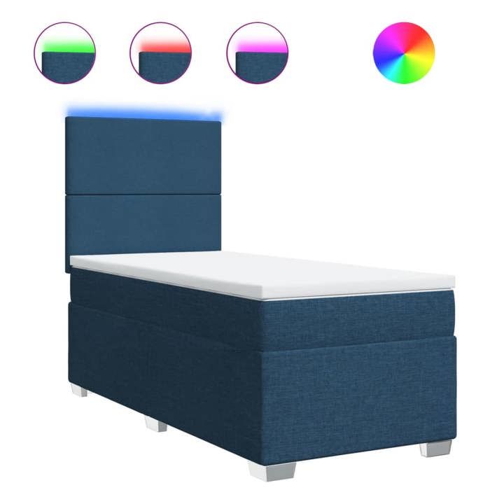 Maison Exclusive - Sommier à lattes de lit avec matelas Bleu 90x190 cm Tissu