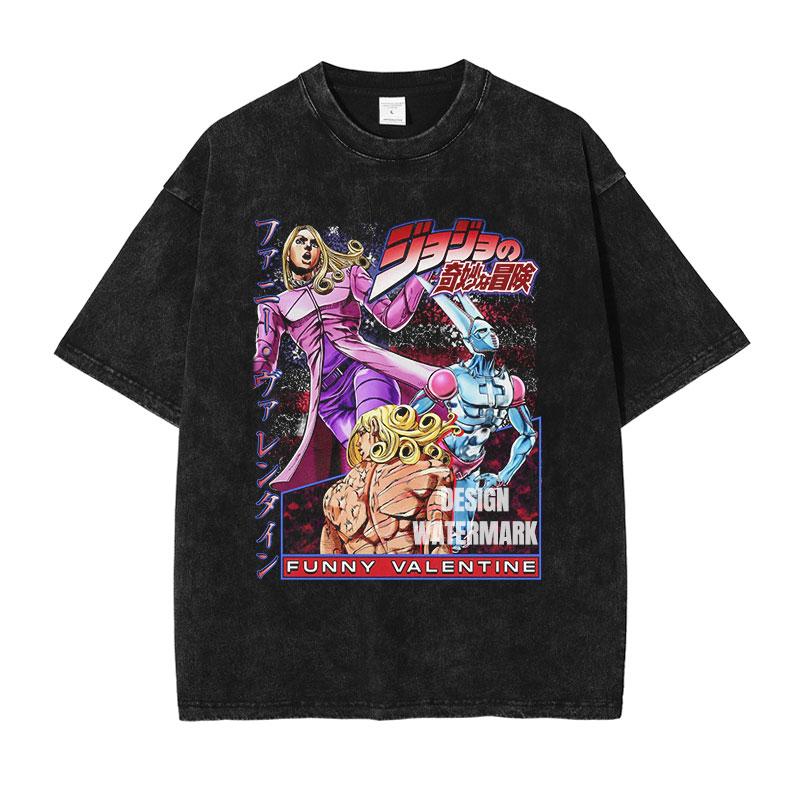 Горячая Аниме JoJo's Bizarre Adventure Кира Йошикаге Джорно Джованна Крутой Принт Футболка Унисекс Стираный Хлопок Футболки Харадзюку Футболка