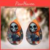 Themed Hooded Halloween Jacket Skull Pattern Droplet Shaped Acrylic Earrings