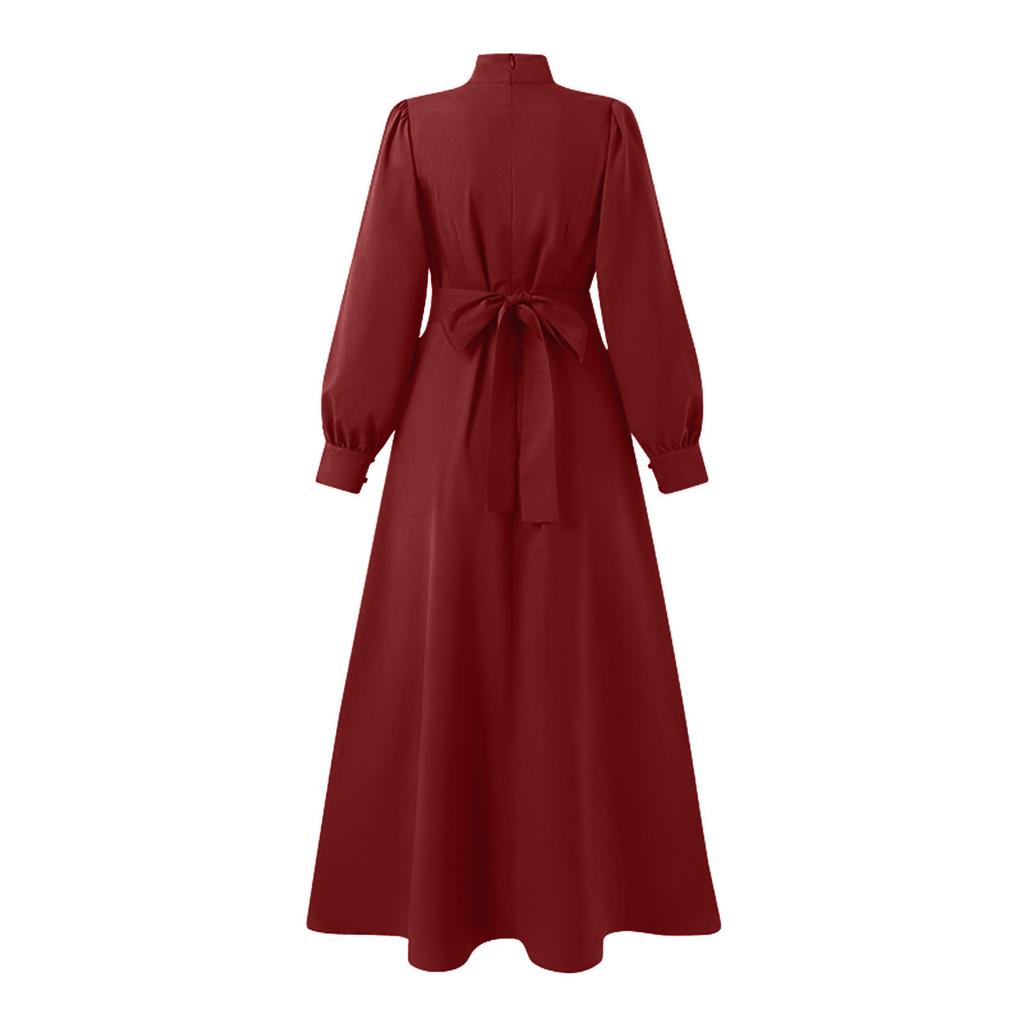 Женская мусульманская уличная мода с высокой талией и подолом, длинные рукава, платья, длинные платья