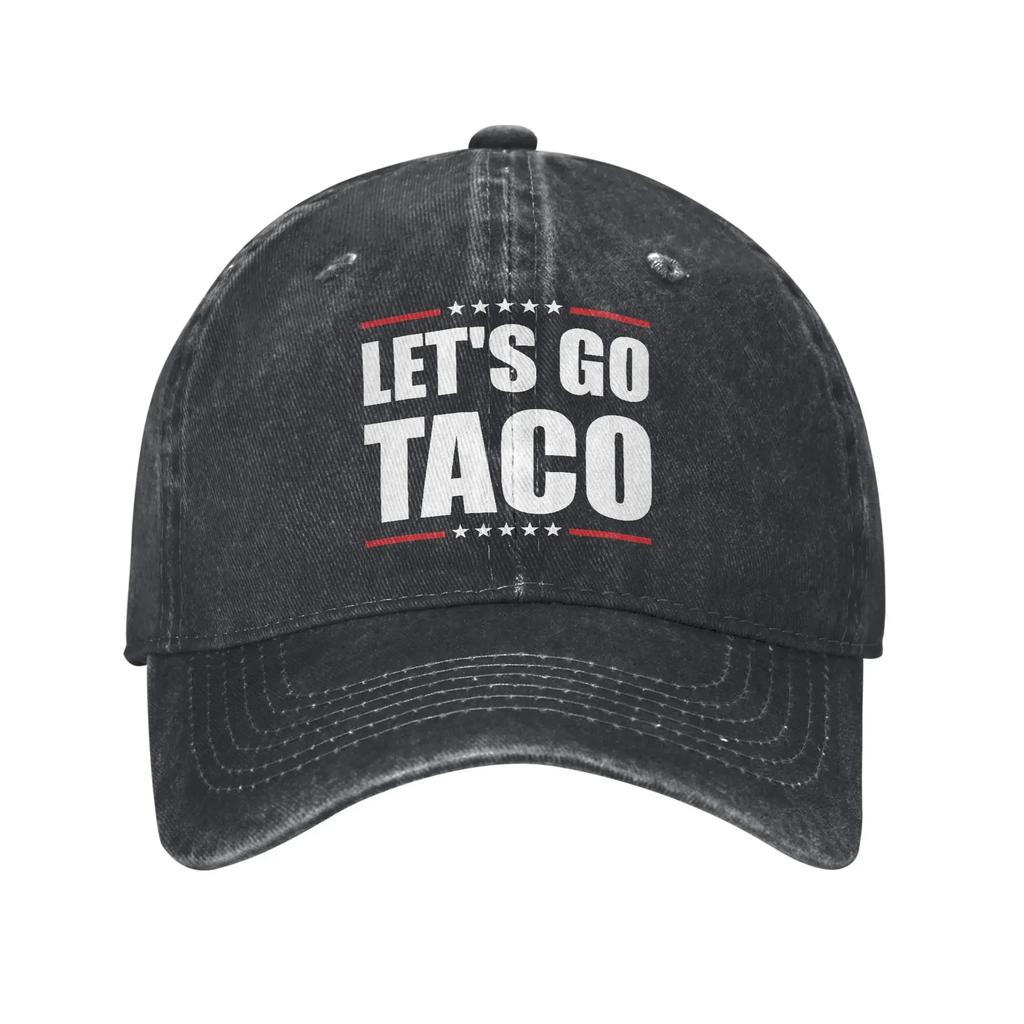 Let's Go Taco Baseball Cap Fashion Distressed Washed Headwear Unisex Women Outdoor All Seasons Travel Adjustable Fit Caps Hat