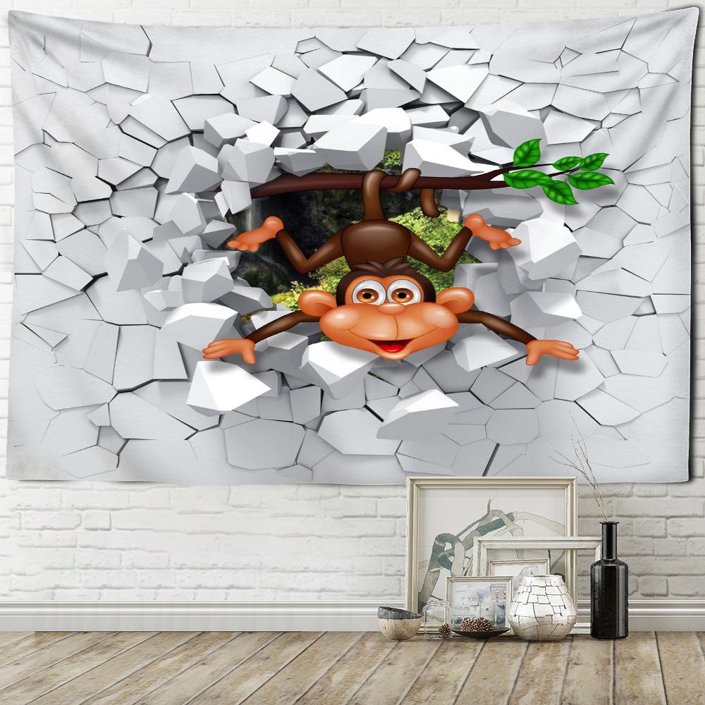 3D печатный портрет обезьяны, настенный гобелен, психоделическое животное, бохо, хиппи, тапиз, искусство, домашний декор