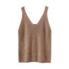 Women’s V-Neck Cashmere Camisole Sweater - Fitted, Sleeveless with Elegant Back Design for Autumn & Winter
