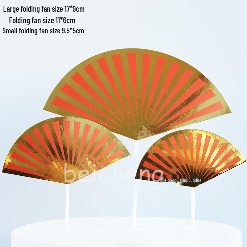 Топпер для торта на День Рождения Бога Долголетия Бабушки с веером из цветов сливы