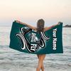 1pc Fashion Cool Eagle Logo3 Beach Towel with Custom Name, Beach/Swimming/Bath/Picnic/Camping Towel, Suitable for Seaside Beaches