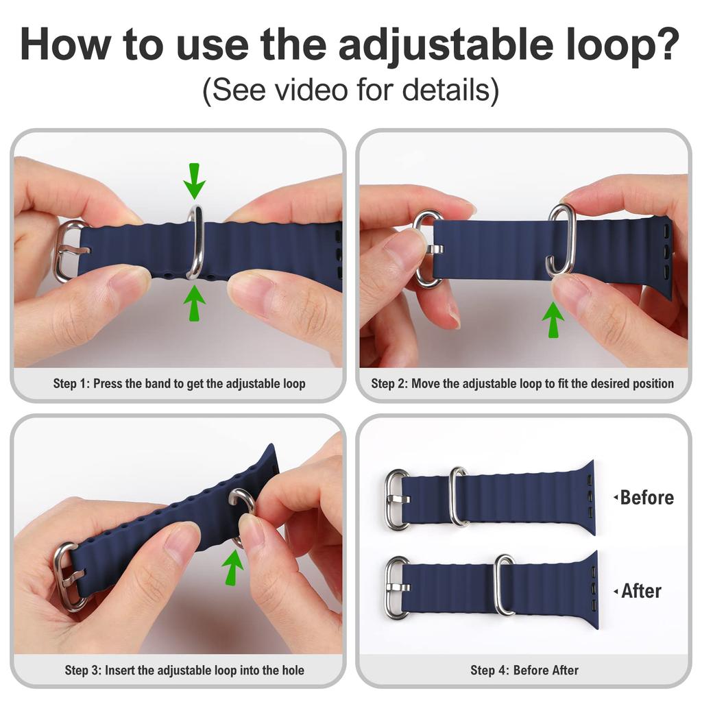 YurKem Strap For Apple Watch Ultra Band 49mm 44mm 40mm 45mm 41mm 42mm 38mm Silicone Bracelet iWatch Series 7 6 3 Se 8