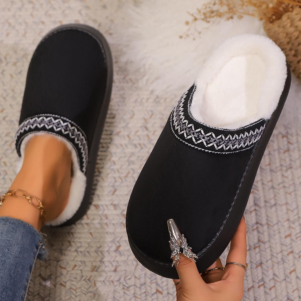 New Home Warmth Thickened Suede Cotton Slippers Slippers Autumn and Winter Indoor Half Pack