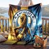 Warm Flannel Blanket Manchester City Pattern, Lightweight Comfortable Throw Blanket for Bed Sofa Use