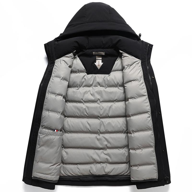 Новый зимний мужской пуховик на гусином пуху со съемной подкладкой, простая повседневная зимняя теплая куртка