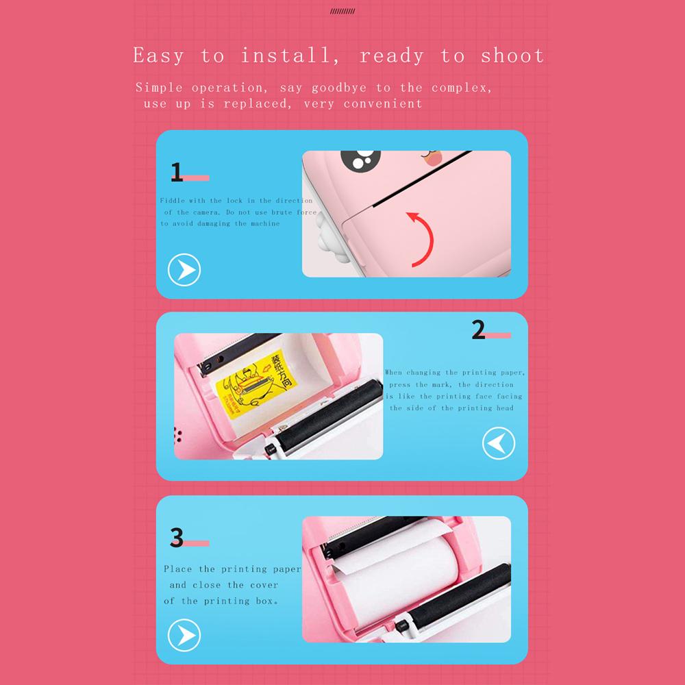 Детская камера с мгновенной печатью, мини-термопринтер, видеоцифровая детская камера для фотографии, развивающие игрушки, подарок