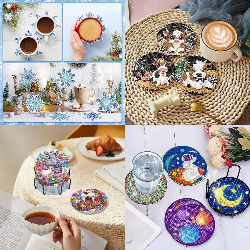 8 шт./набор подставок с рисунком животных-слонов, расписанных алмазами, с кронштейнами. Подставки своими руками для начинающих и взрослых, товары для творчества и рукоделия, подарки