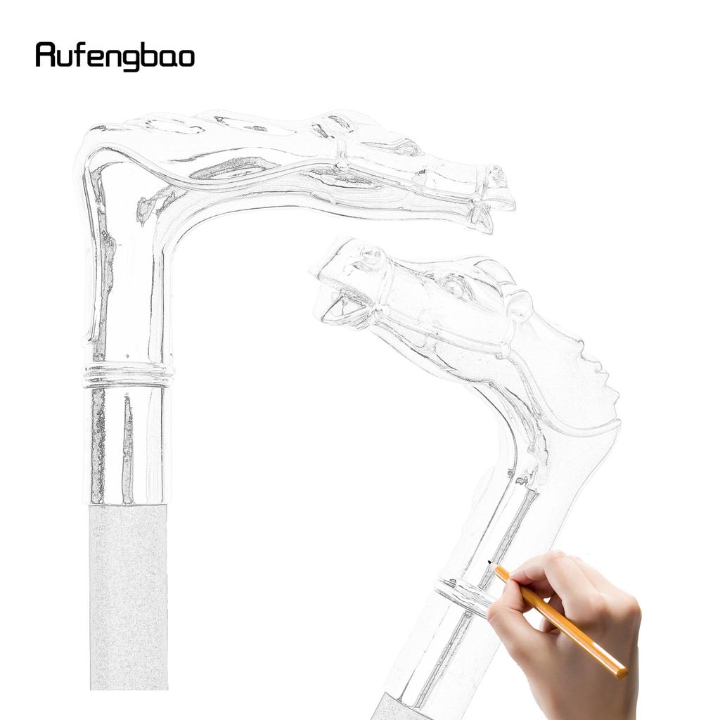 White Horse Head Animal Fashion Walking Stick Decorative Cospaly Vintage Party Fashionable Walking Cane Crosier 93cm