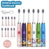 Children's Cartoon Colorful Electric Toothbrush Replacement Heads Ultrasonic Rechargeable Soft Hair Cleaning Brush for Kid Clean