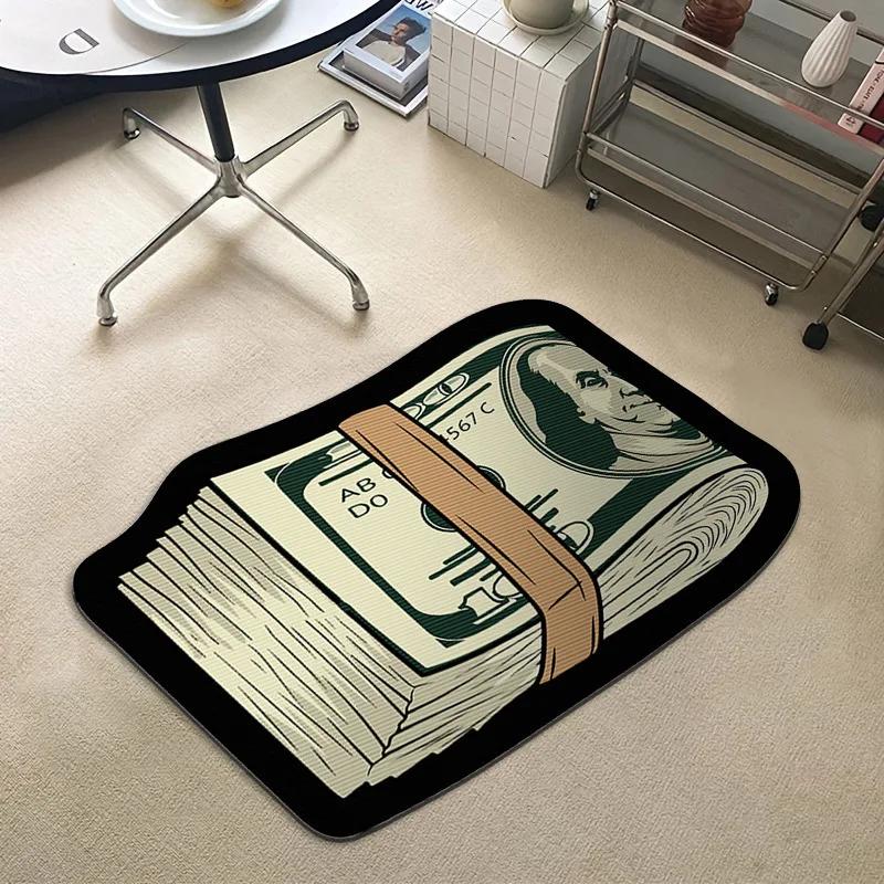 Funny Money Shaped Carpet Dollars Rich  Floor Mat Irregular Money Rug Hallway Balcony Entrance Doormat Home Decor Alfombra