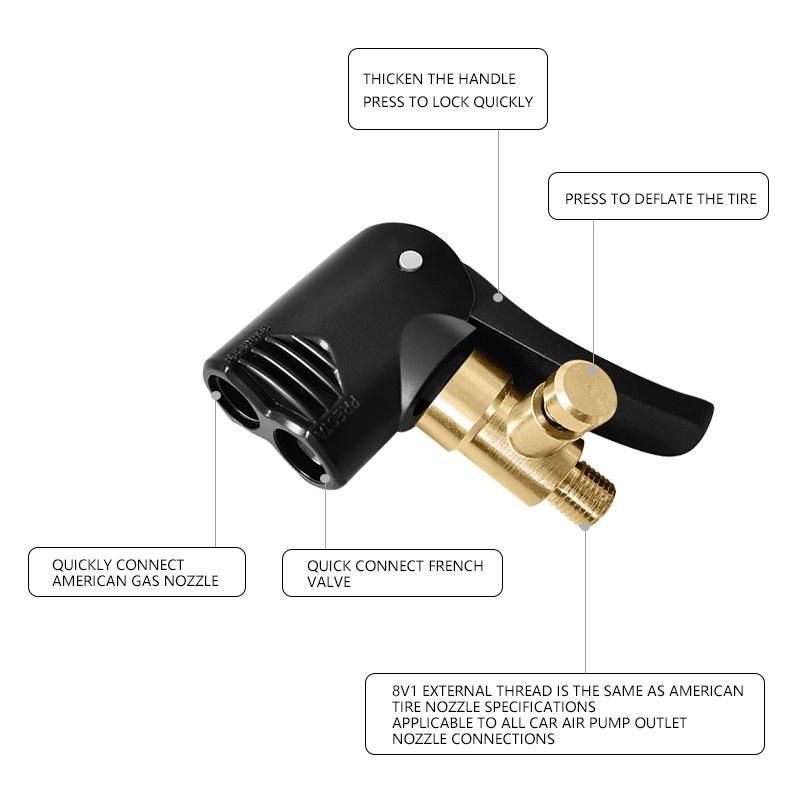 1PC Car Tire Valve Pump Nozzle Clamp Deflated Car Motorcycle Bike Air Chuck Inflator Inflatable Pump Adapter Thread Connector YSXX