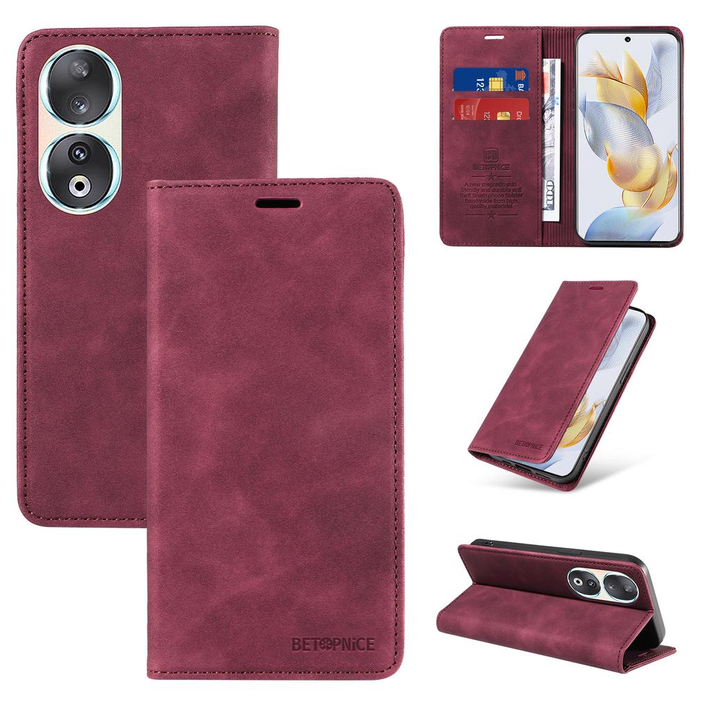 Leather Wallet Folio Case Magnetic Closure RFID Blocking Card Slot Kickstand Full Protection Case For Huawei Honor 90 X9A X40 X8 X9 Mate 60 Nova 11i