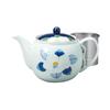 Ale-net Arita Ware Teapot (Stainless Steel with Strainer), 12x12cm, 725cc, Ichinen Sasanqua SS Teapot, Porcelain, Made In Japan, Stylish